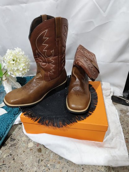 Womens Riveted Western Cowboy Boots Strap Design Versatile Soft Soled Ankle Boots