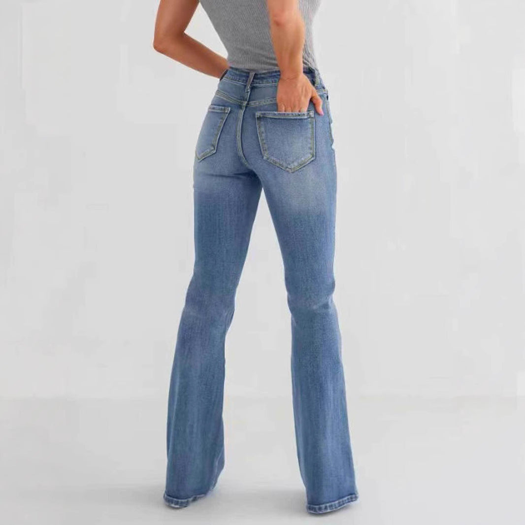 Wide Straight Leg Street Style Women Denim Pants