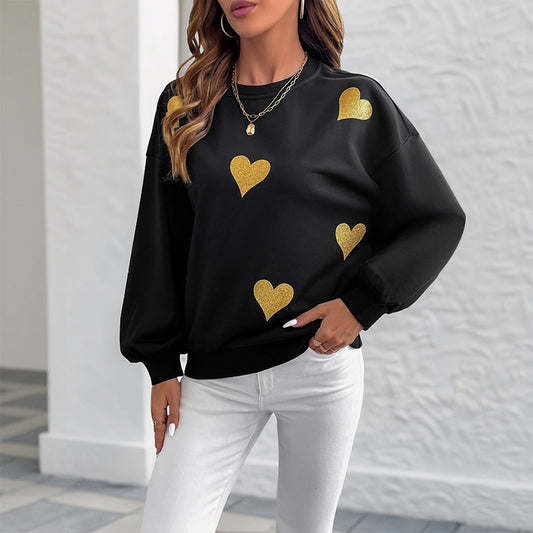 Sweet Heart Print Cotton Sweaters – Cozy Love Vibes for Fall & Winter