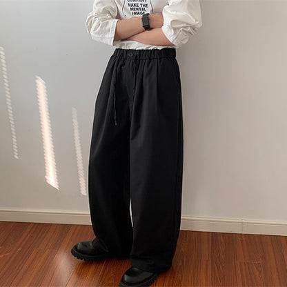 Unisex Loose-Fit Korean Minimalist Trousers – Casual & Comfortable