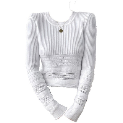 Hand Crocheted Autumn/Winter Knit Women's Elegant White Pullover Sweater