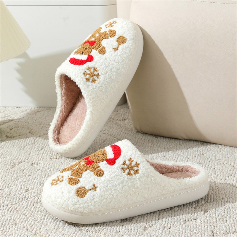 Christmas Fuzzy Snowflake Slippers – Warm Indoor House Shoes