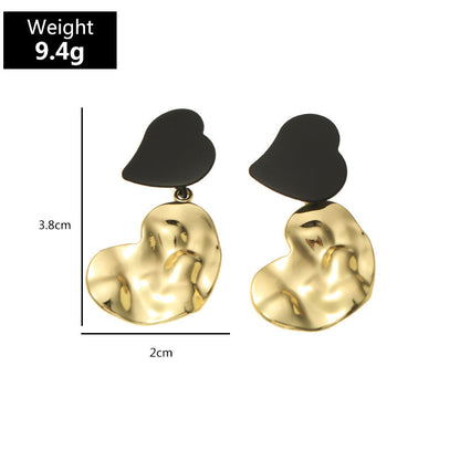 Earrings Irregular Heart-Shaped Metal Design Elegant Jewelry Trend 2025
