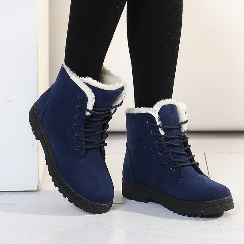 Womens Waterproof Snow Boots Fashion Winter Ankle Boots Lightweight Warm Casual Shoes Black Botas Mujer