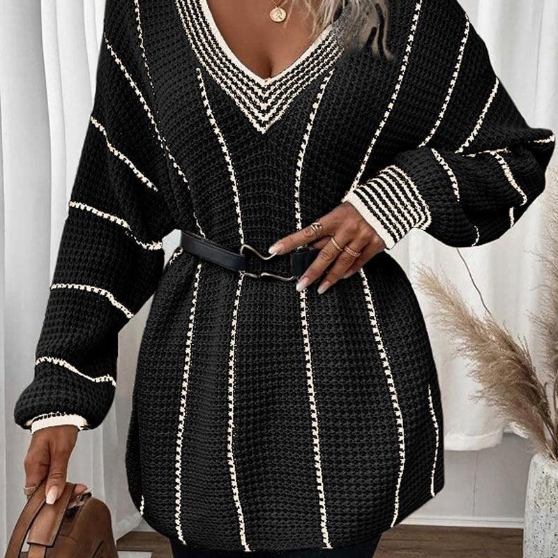 Effortless Elegance: Vertical Knit Casual Pullover