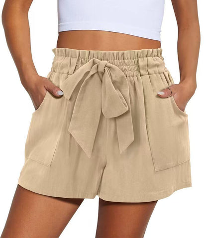 Cotton-Linen Blend Mid-Thigh Shorts Women – Casual Summer Outfit