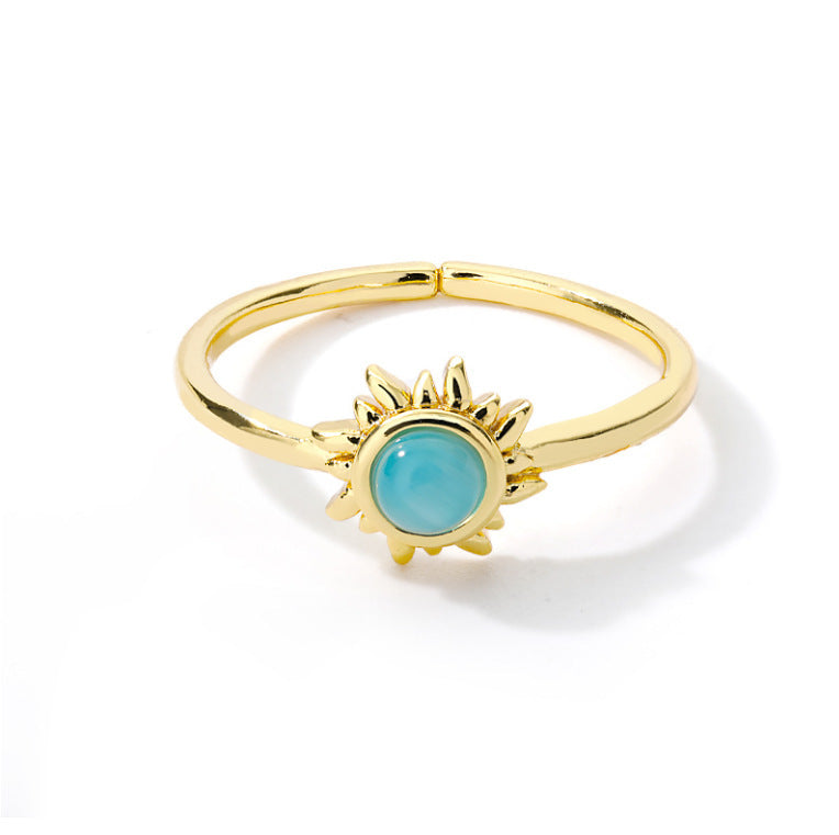 Golden Lotus & Moon Sun Opal Rings – Vintage Celestial Jewelry, Couple Rings in Gold & Silver