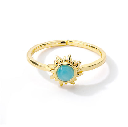 Golden Lotus & Moon Sun Opal Rings – Vintage Celestial Jewelry, Couple Rings in Gold & Silver