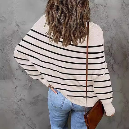 Loose Pullover Stripe Oversized Sweaters for Women – Minimalist Street Style