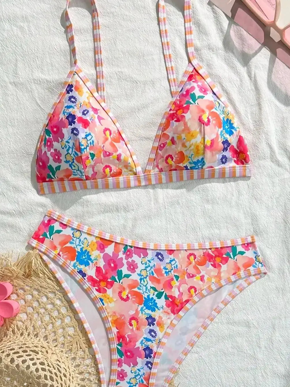 Summer Energy Floral Print Sexy Brazilian Bikini Set