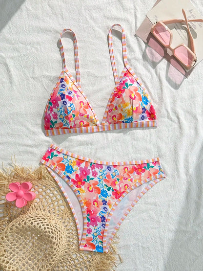 Summer Energy Floral Print Sexy Brazilian Bikini Set