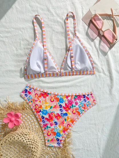 Summer Energy Floral Print Sexy Brazilian Bikini Set