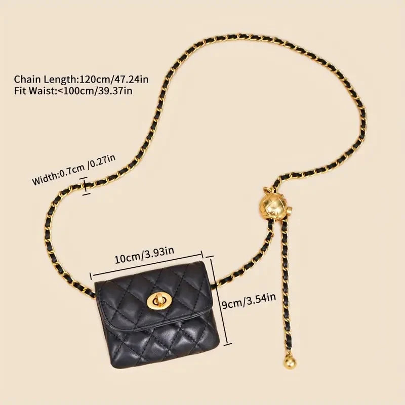 Womens Leather Gold Chain Casual Handbags