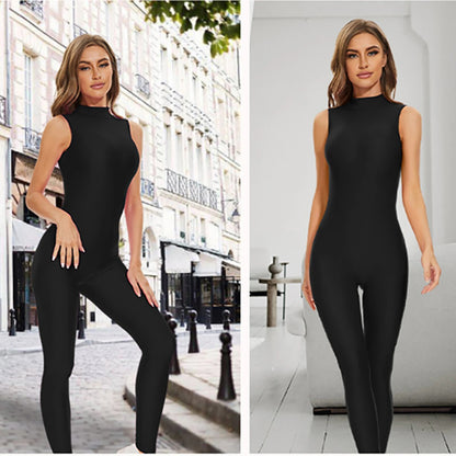 Sleeveless Turtle Neck Unitard: Plus Size Jumpsuit