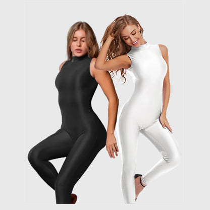 Sleeveless Turtle Neck Unitard: Plus Size Jumpsuit