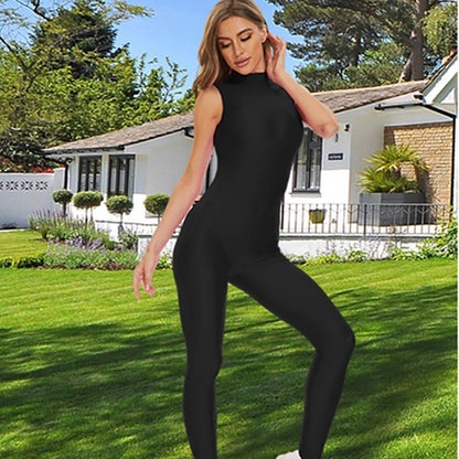 Sleeveless Turtle Neck Unitard: Plus Size Jumpsuit