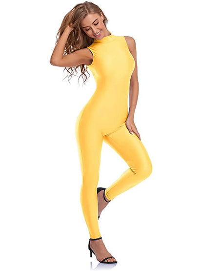 Sleeveless Turtle Neck Unitard: Plus Size Jumpsuit