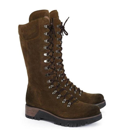 Women's Winter Mid-Calf Boots – Round Toe, Zip Platform, Lace-Up Warm Boots for Women, Comfortable Female Shoes