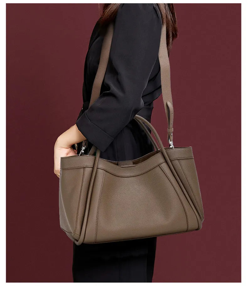 Genuine Leather Elegant Large Capacity Tote Bags