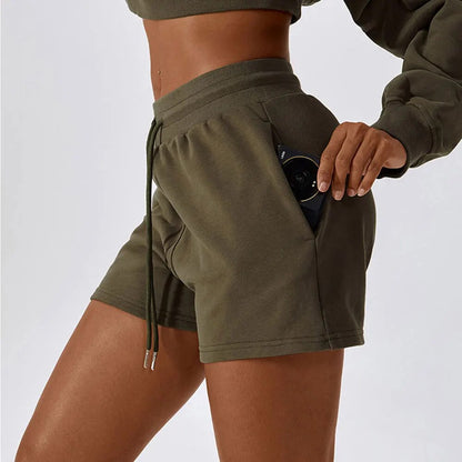 Drawstring Loose Outdoor Sports Shorts For Women