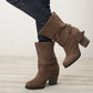 Double Buckle Suede Leather Women Snow Boots