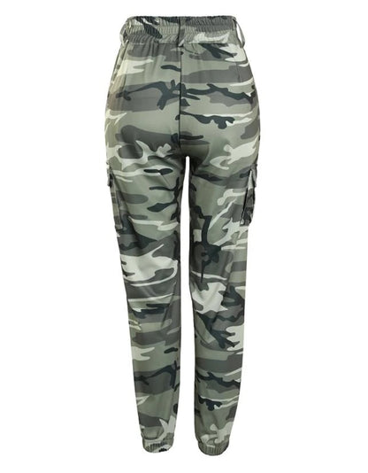 New Drawstring Closure Multi Pocket Camouflage Summer Pants For Women