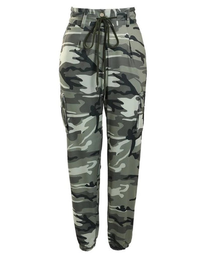 New Drawstring Closure Multi Pocket Camouflage Summer Pants For Women