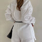 Elegant Button Pockets Short Long Sleeve Shirt Outfit Sets