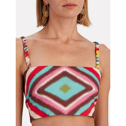 Multi Colorblocks Beach Wear Fashion Bikini Set, Cover-Up and Skirt