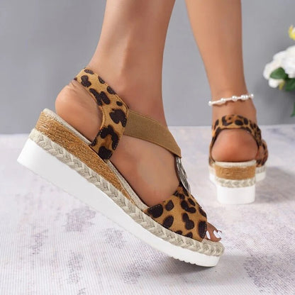 Leopard Print Metal Decoration Women's Sandals