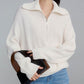 Half Zipper Loose Fit Warm Sweater For Women