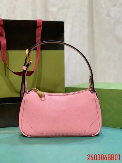 Genuine Leather Buckle Handle Luxury Handbags