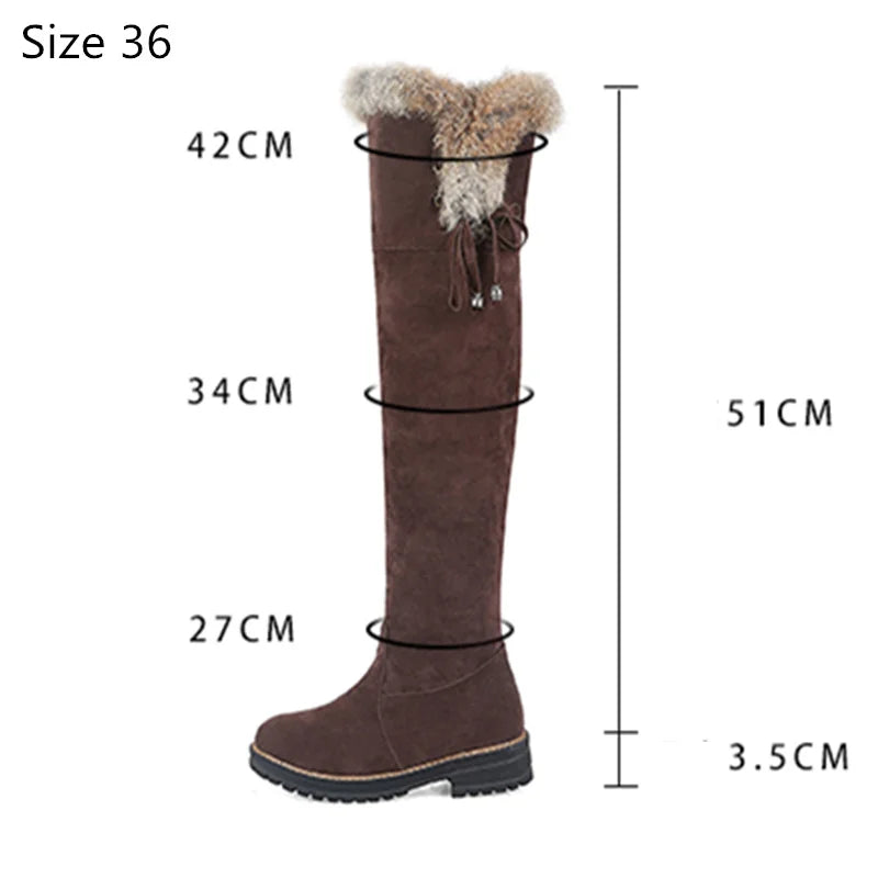 Womens Warm Leather Snow Knee High Boots Shoes
