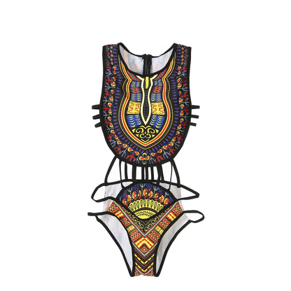 African Backless Style Sexy One Piece Women Bikini Bathing Suits