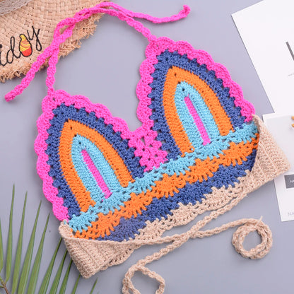 Super Creative Design Crochet Strapless Bikini Suit