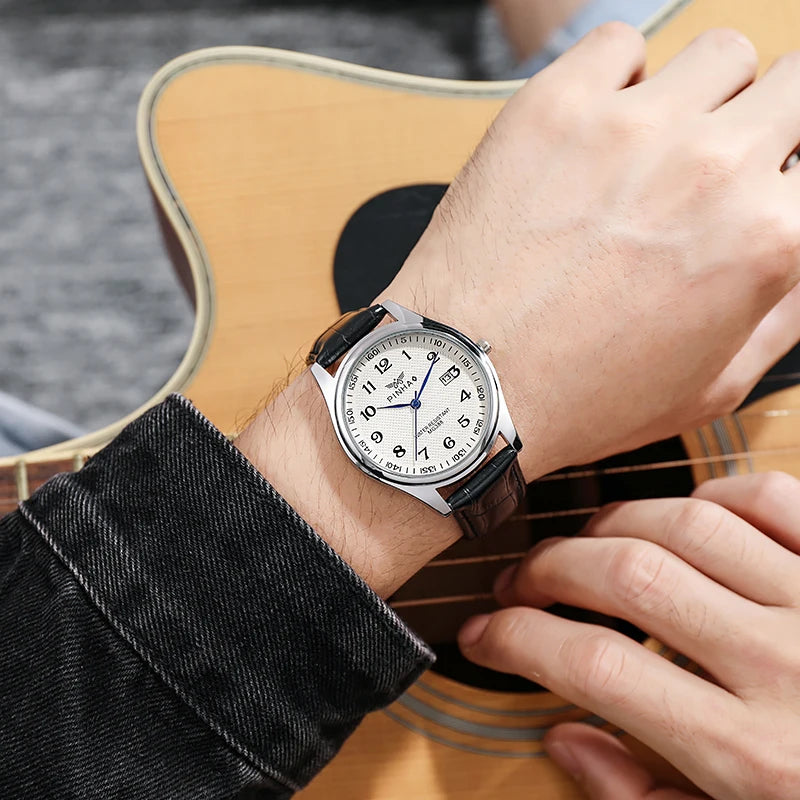 Mens Leather Strap Watch