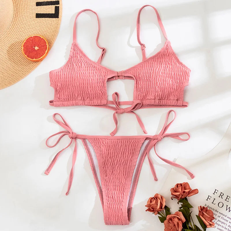 Stylish Hollow Out High Cut Micro Womens Swimsuit