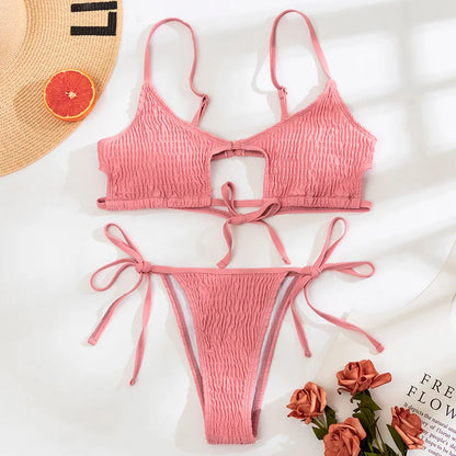 Stylish Hollow Out High Cut Micro Womens Swimsuit