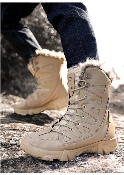 Large Size Winter Mens Boots Warm Plush Ankle Boots Sweat Wicking High Top Snow Boots Outdoor Sneakers For Men