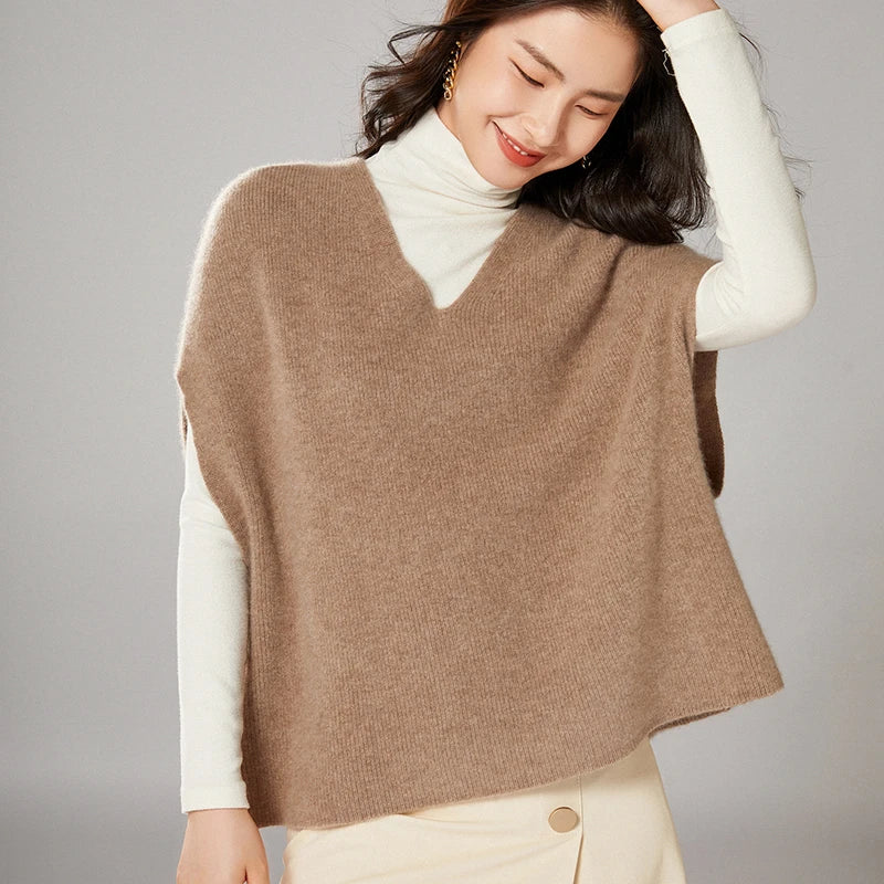 Chic Layering Aesthetic: Oversized V-Neck Knit Sweater Vest