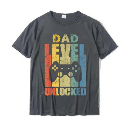 Men’s Pregnancy Announcement Dad Level Unlocked T-Shirt – Soon to Be Father Funny Cotton Tees, Custom Printed Shirt