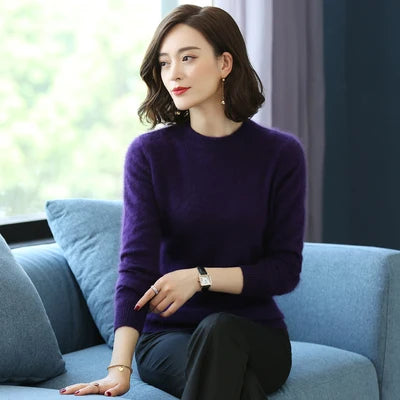 Womens Snow Flake Theme Mink Cashmere Sweaters