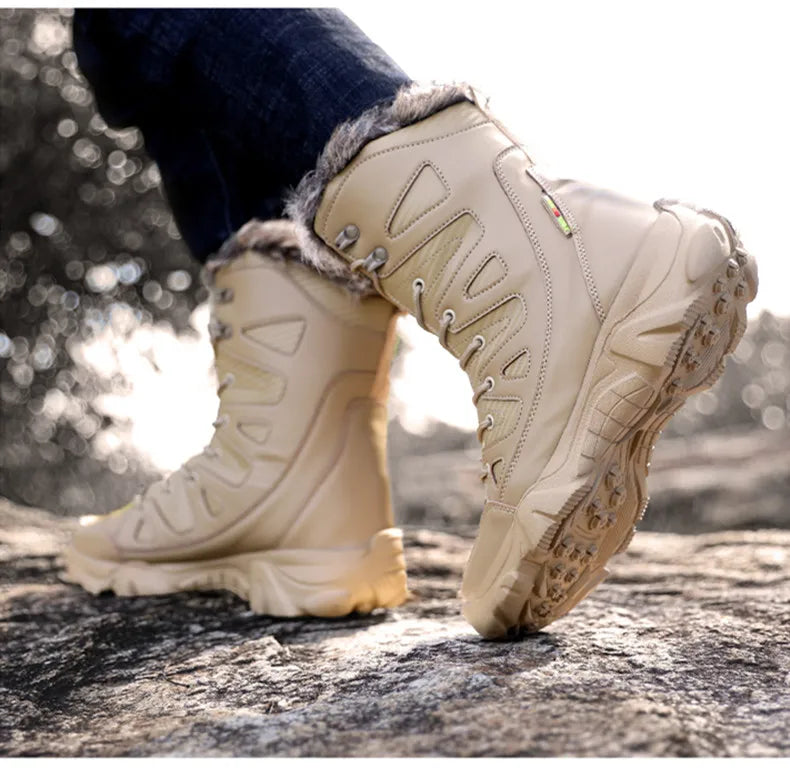 Large Size Winter Mens Boots Warm Plush Ankle Boots Sweat Wicking High Top Snow Boots Outdoor Sneakers For Men