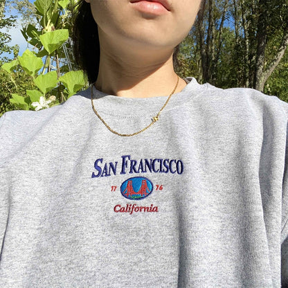 San Francisco Golden Gate Bridge Embroidered Thick Women Sweatshirts