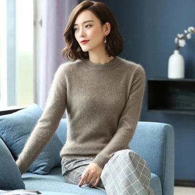 Womens Snow Flake Theme Mink Cashmere Sweaters