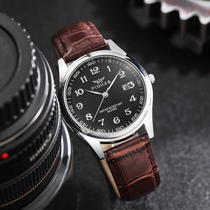 Mens Leather Strap Watch
