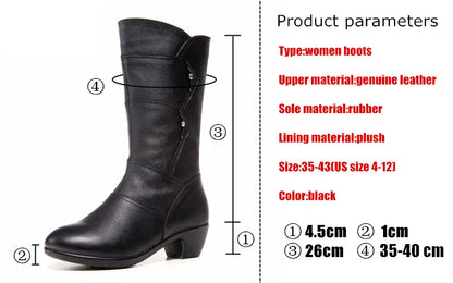 2025 Winter Plus Size Anti-Skid Boots | Thick Wool Warm Fashion Middle Boots, Outdoor Snow Boots with Wedges for Women