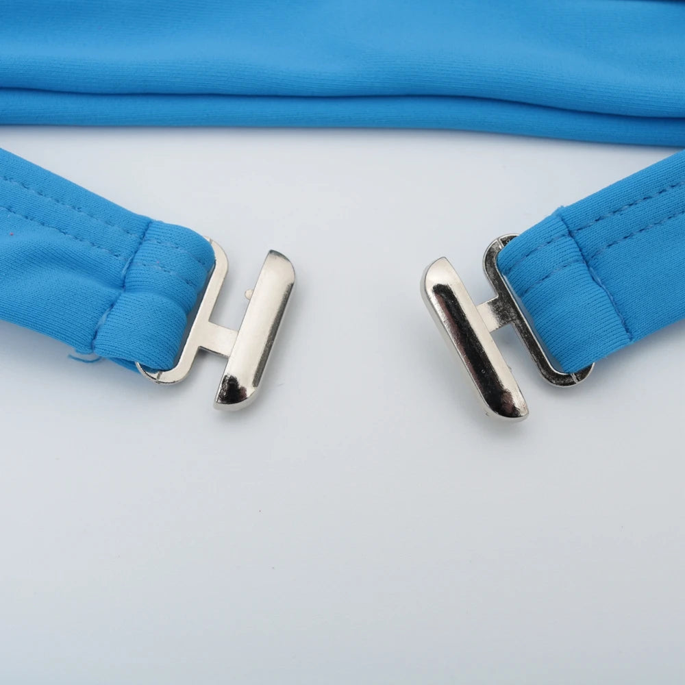 V Neck Blue One Piece Women Bikini