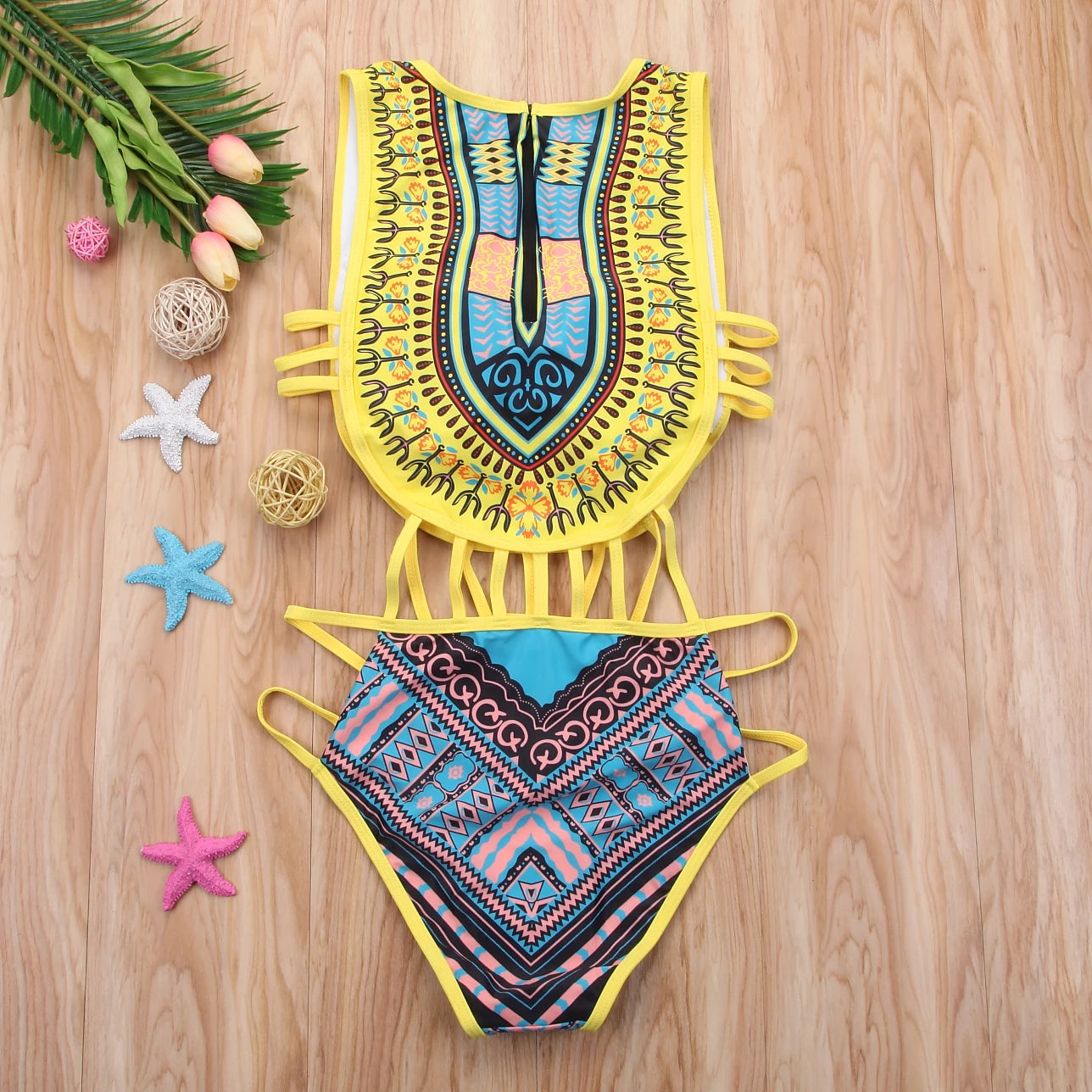 African Backless Style Sexy One Piece Women Bikini Bathing Suits