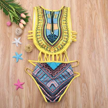 African Backless Style Sexy One Piece Women Bikini Bathing Suits